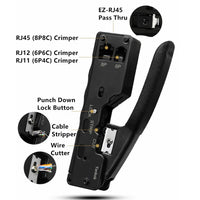 Yankok Pass Through Crimper RJ45 RJ12 RJ11 Regular and Pass-thru Crimp Strip and Cut SP-670BK