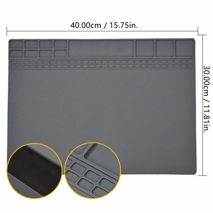 Yankok Magnetic Anti-Static Mat Grey 40 x 30 cm Table Desk ESD Grounding Solder Pad (15.8 x 11.8 in.)