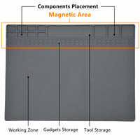 Yankok Magnetic Anti-Static Mat Grey 40 x 30 cm Table Desk ESD Grounding Solder Pad (15.8 x 11.8 in.)