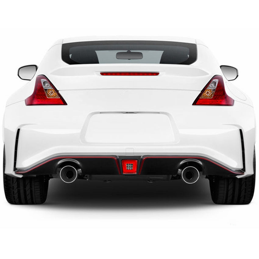 Yankok LED Rear Bumper Light for Nissan 370Z 2009-2021 Juke Nismo 2013-2017 Sentra Nismo 2017-2019 Integrated with Sequential Turn Signal, Brake Light, Fog Light and Reverse Light Red Clear