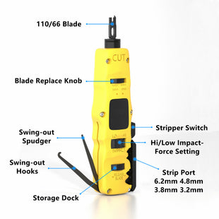 Yankok 374AP Impact Punch Down Tool with 110/88 110/66 Blades and Removable Double Ended Screwdriver