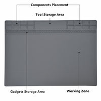 Yankok Anti-Static Mat Grey 35 x 25 cm Table Desk ESD Grounding Solder Pad (13.8 x 9.8 in. Heat Resistant, Non Magnetic)