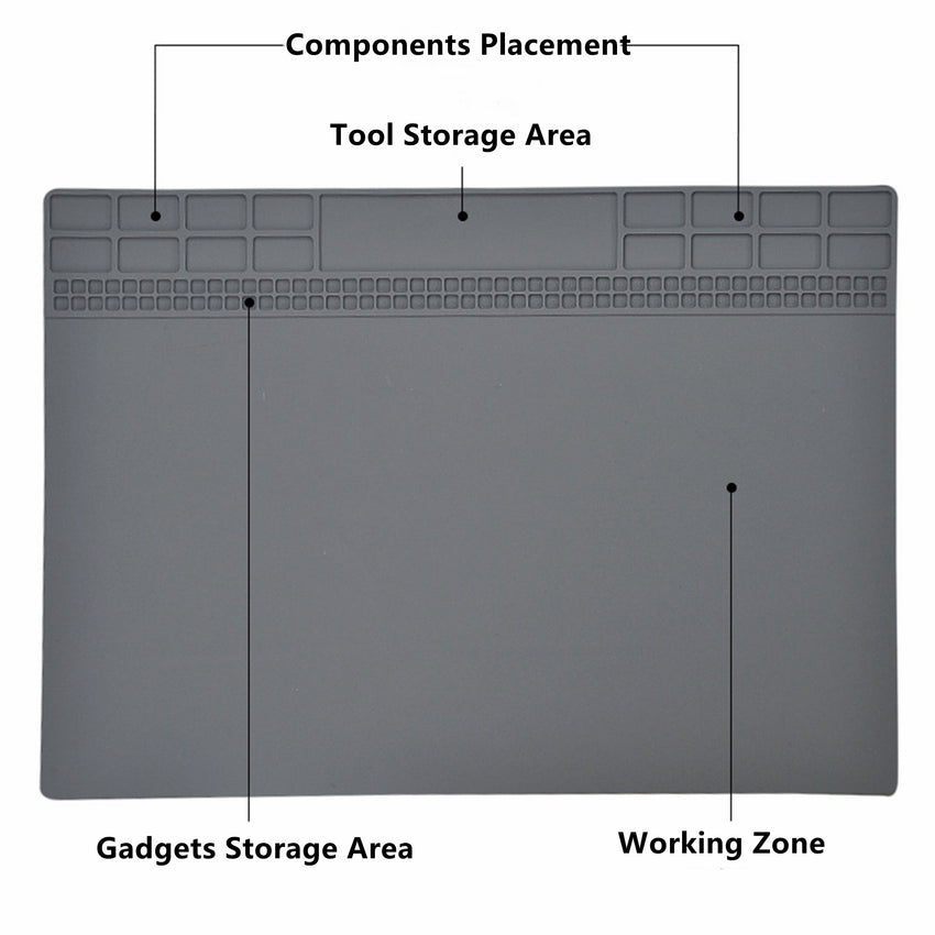 Yankok Anti-Static Mat Grey 35 x 25 cm Table Desk ESD Grounding Solder Pad (13.8 x 9.8 in. Heat Resistant, Non Magnetic)