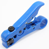 Yankok HT352B Universal Cable Strip and Cut Tool Blue with Adjustable Blade Depth (Coaxial / Ethernet / TV / Telephone)