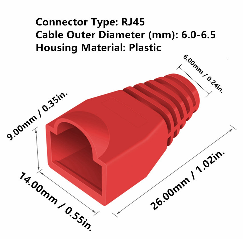 Yankok RJ45 Strain Relief Boots OD 6.0mm 100 Pcs Mixed-Color