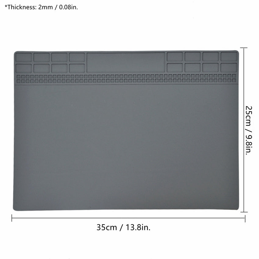 Yankok Anti-Static Mat Grey 35 x 25 cm Table Desk ESD Grounding Solder Pad (13.8 x 9.8 in. Heat Resistant, Non Magnetic)