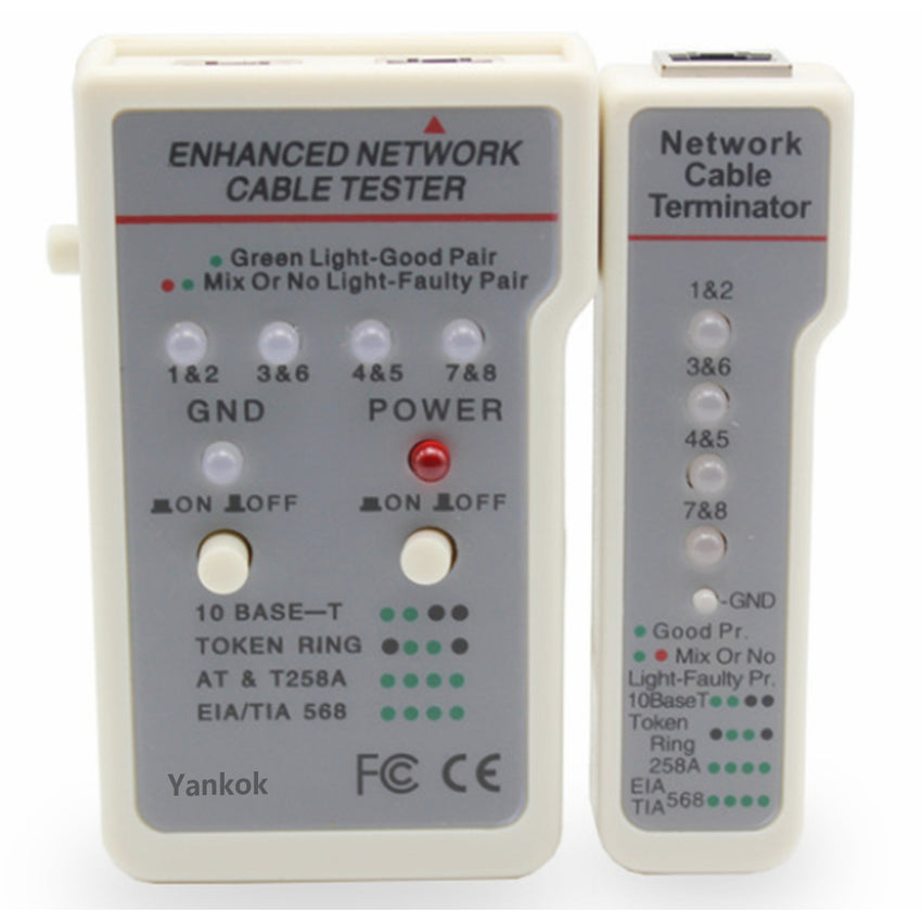 Yankok Enhanced Network Cable Tester with Remote Terminator Identifies Continuity Problems