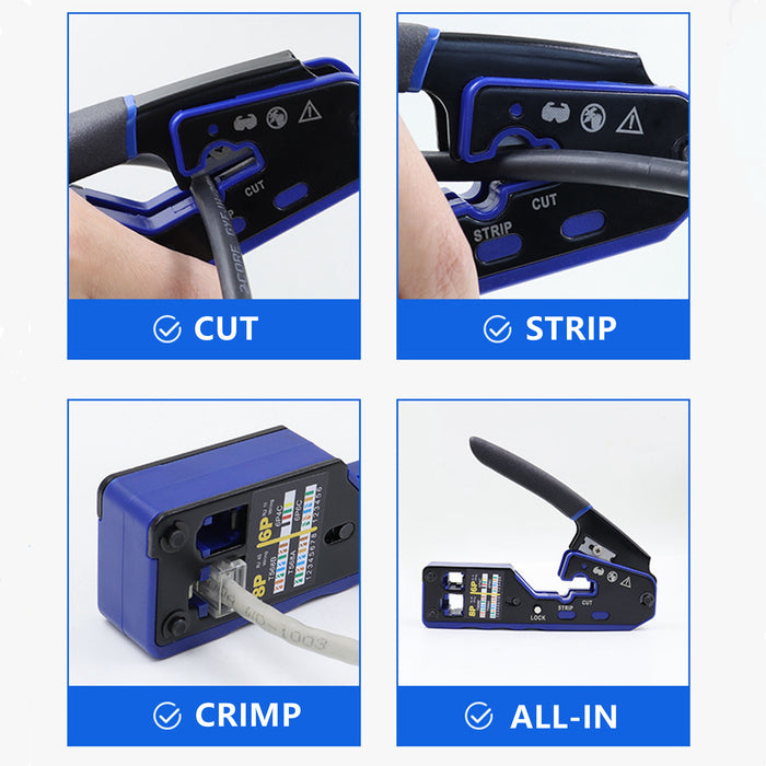 Yankok 6028N Modular Crimper RJ45/12/11 Crimps Strip and Cut (Non Pass-Thru）