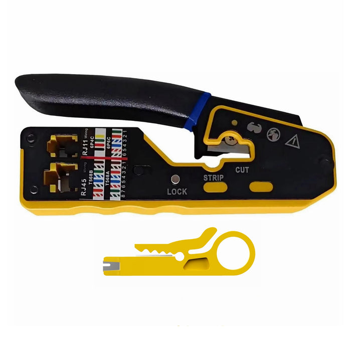 Yankok 6088N RJ45 Pass Through Crimper RJ12/11 Crimp Tool Yellow