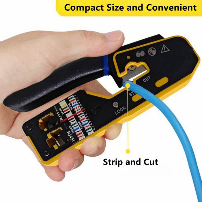 Yankok 6088N RJ45 Pass Through Crimper RJ12/11 Crimp Tool Yellow