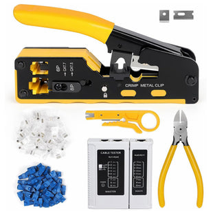 Yankok HT718 RJ45 Pass Through Crimp Tool Kit with WZ468 Network Cable Tester