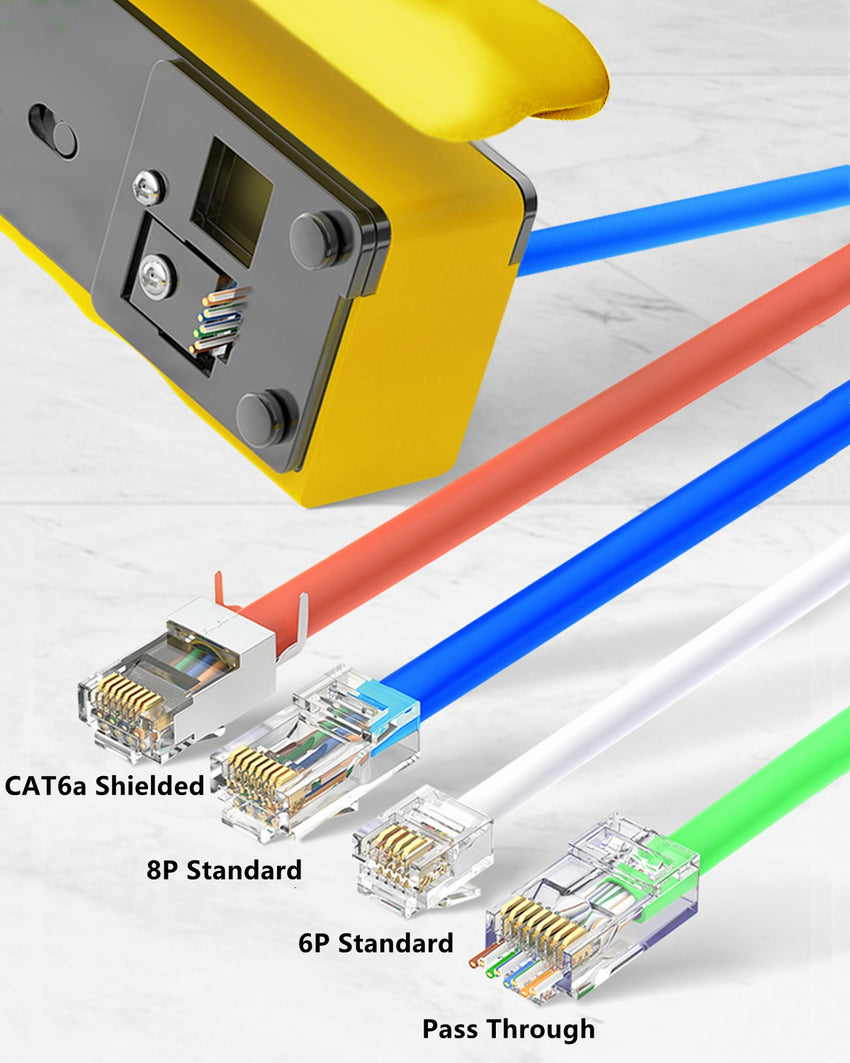 Yankok HT718 RJ45 Pass Through Crimp Tool Kit with WZ468 Network Cable Tester