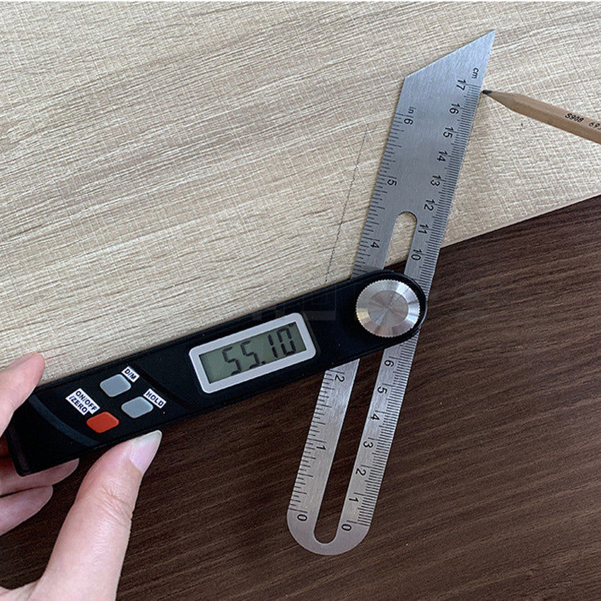 Yankok Sliding Digital T-Bevel Gauge & Protractor Angle Finder with 6in. Stainless Steel Ruler Full LCD Display