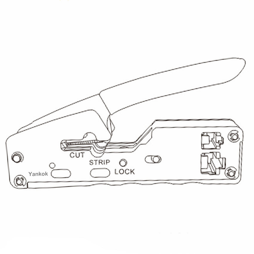 Yankok Die ultimative Pass-Through-Crimpzange für Standard- und Pass-Thru-Steckverbinder (Strip Cut and Crimp Tool) PSC-5204BK