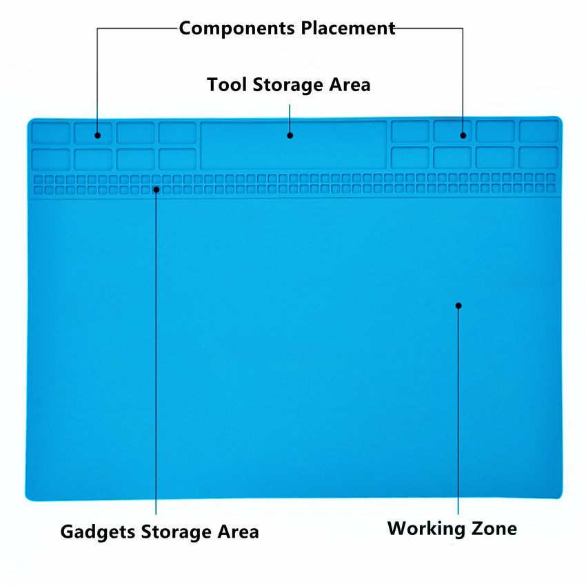 Yankok Anti-Static Mat Blue 35 x 25 cm Table Desk ESD Grounding Solder Pad (13.8 x 9.8 in. Heat Resistant, Non Magnetic)