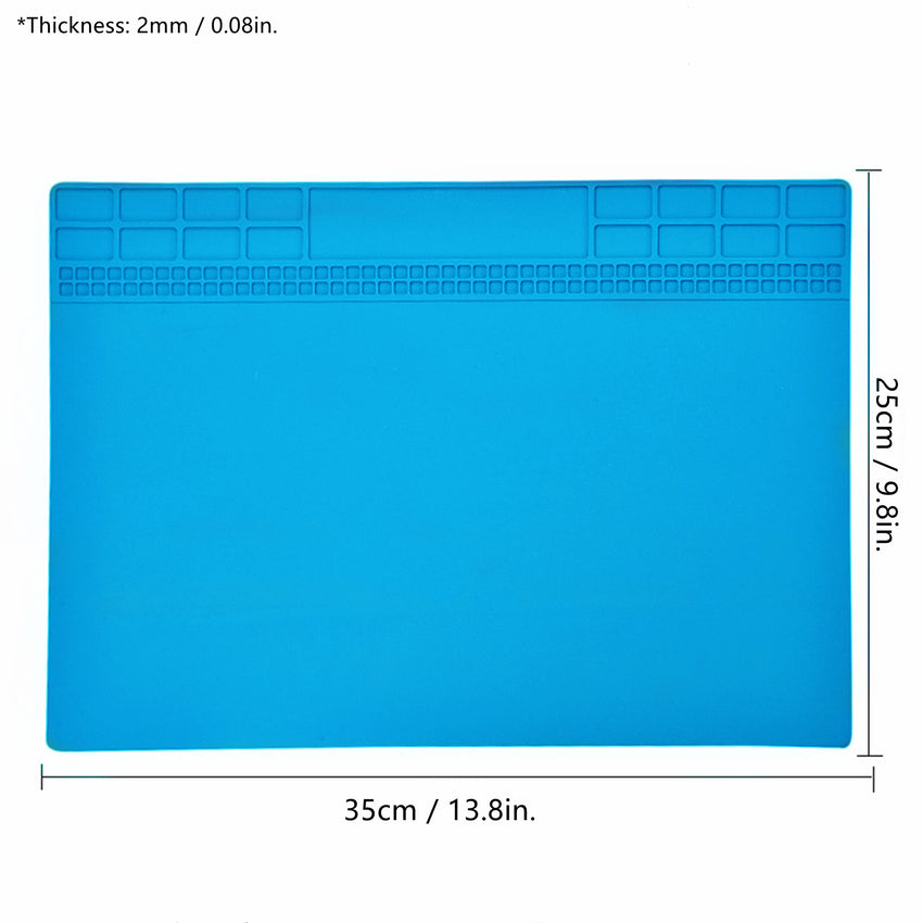 Yankok Anti-Static Mat Blue 35 x 25 cm Table Desk ESD Grounding Solder Pad (13.8 x 9.8 in. Heat Resistant, Non Magnetic)