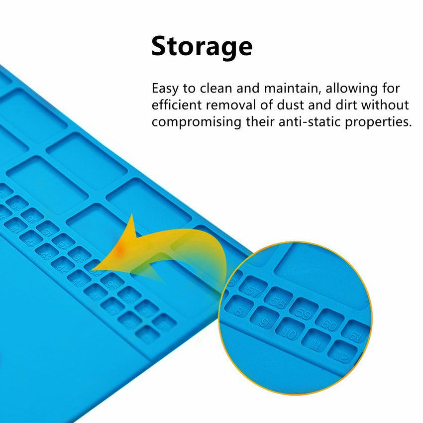 Yankok Anti-Static Mat Blue 35 x 25 cm Table Desk ESD Grounding Solder Pad (13.8 x 9.8 in. Heat Resistant, Non Magnetic)