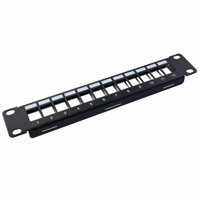 Yankok 12 Port Blank Keystone Patch Panel 10in. 1U