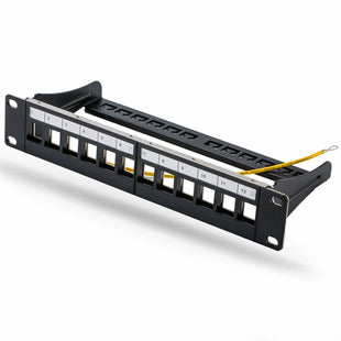 Yankok 12 Port Blank Patch Panel with Ground Wire 10in.x1U Detachable Cable Management Rack