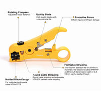 Yankok Coaxial Cable Compression Tool Kit, Universal Compression Tool, Coax Cable Stripper Cutter and 20 Pcs F-Type Compression Connectors