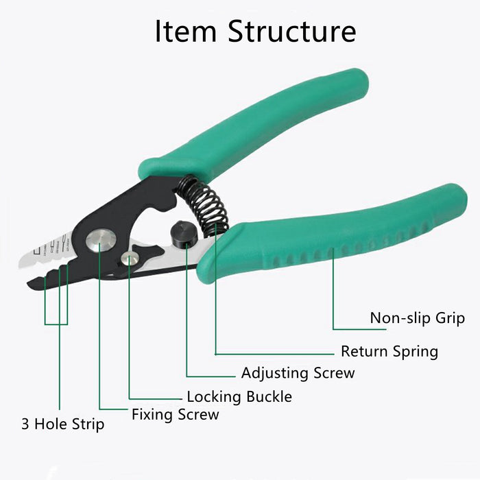 Yankok CFS-3G Three Hole Fiber Optic Stripper , 6" Length, Green TPR Handle