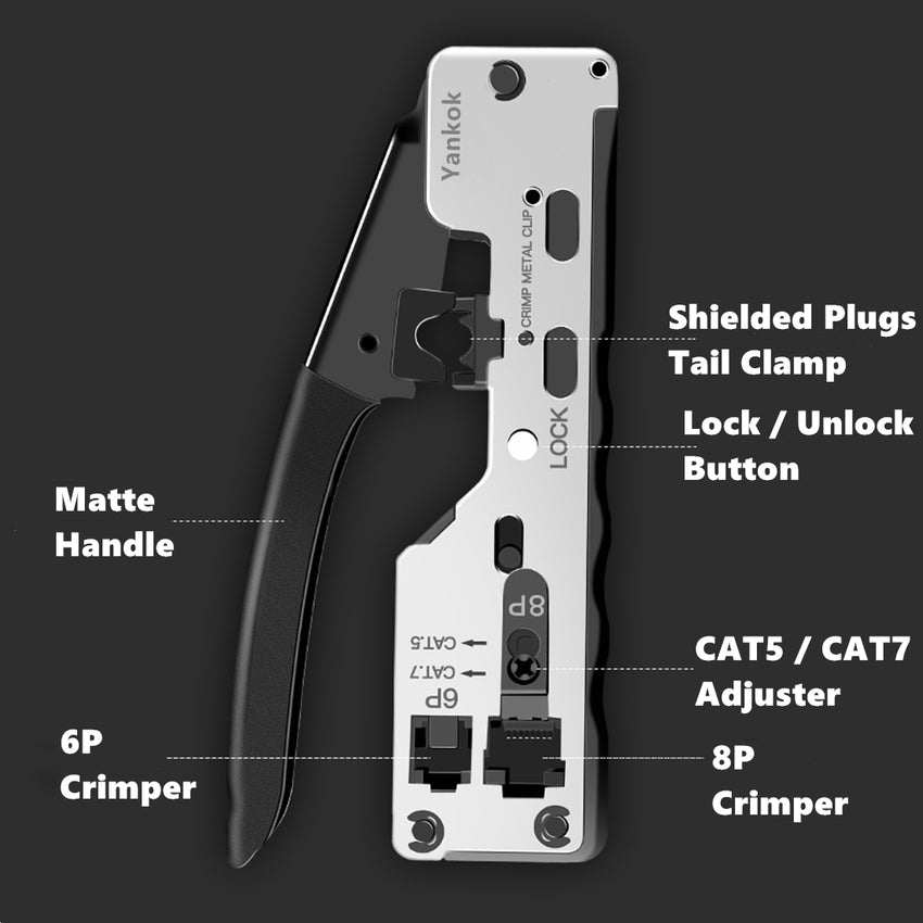 Yankok CAT5/5e CAT6/6a CAT7 Modular Crimper (Shielded and Unshielded Crimp) HT-7018SL