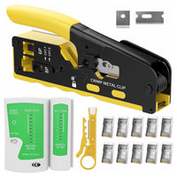 Yankok HT718 RJ45 Pass Through Crimp Tool Kit with WZ468 Network Cable Tester