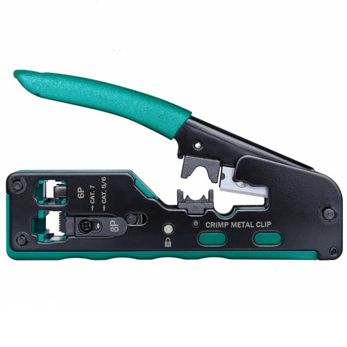 Yankok HT718 Modular Crimper RJ45 RJ12 RJ11 Crimp Strip and Cut All-in-One Green Handle