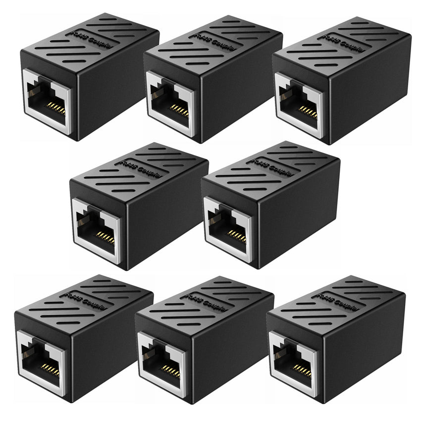 Yankok RJ45 In-line Coupler 10 Pack Female to Female Straight-Through Black