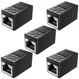 Yankok RJ45 In-line Coupler 5 Pack Female to Female Straight-Through Black