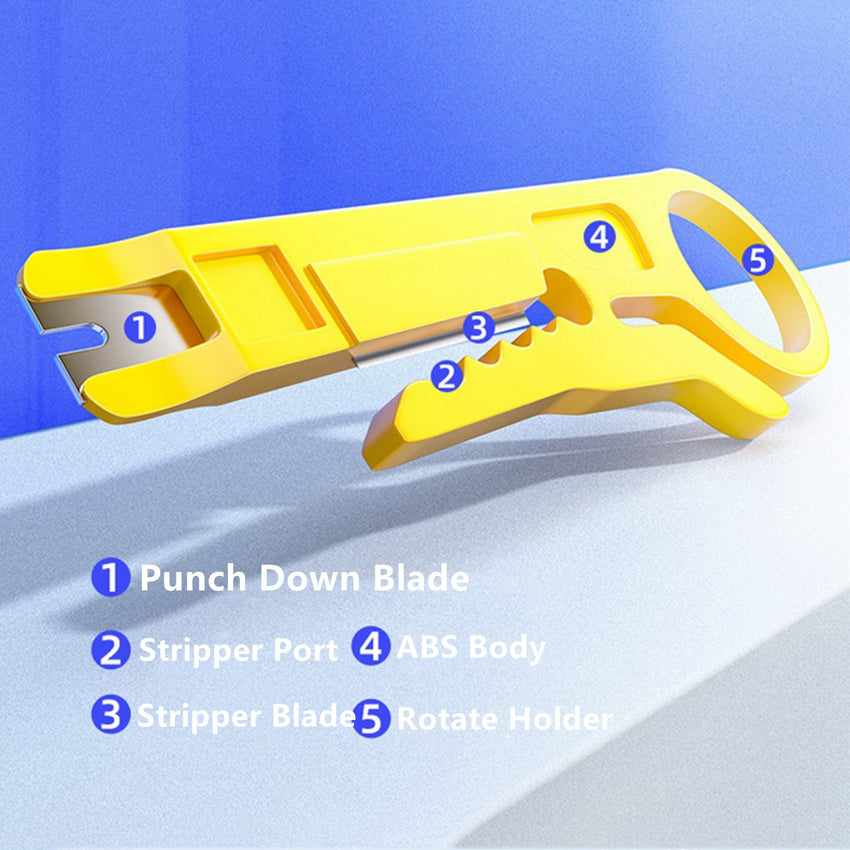 Yankok Mini Stripper / Cutter / Punch Down Tool 10 Pcs Yellow for UTP STP FTP Cables, Patch Panel Block and 10-30 AWG Gauge Wires