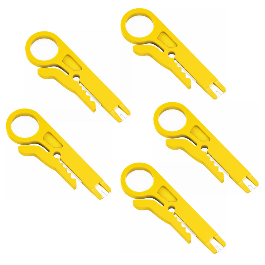 Yankok Mini Stripper / Cutter / Punch Down Tool 5 Pcs Yellow for UTP STP FTP Cables, Patch Panel Block and 10-30 AWG Gauge Wires