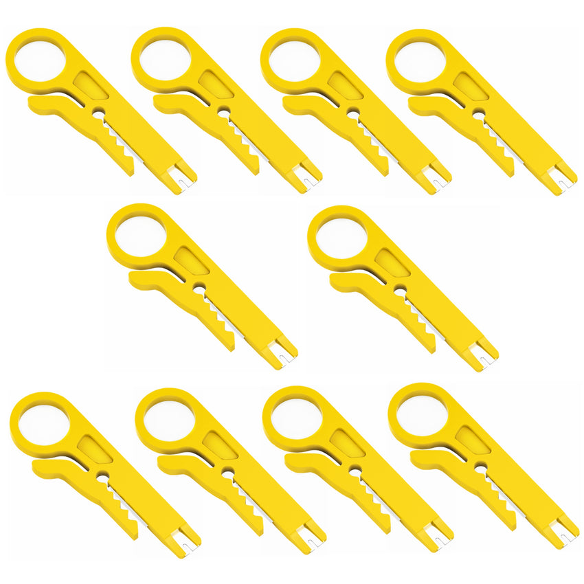 Yankok Mini Stripper / Cutter / Punch Down Tool 5 Pcs Yellow for UTP STP FTP Cables, Patch Panel Block and 10-30 AWG Gauge Wires