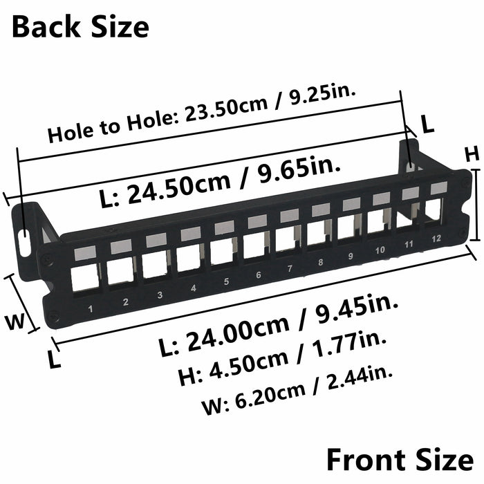 Yankok 12 Port Blank Keystone Patch Panel Wall Mount