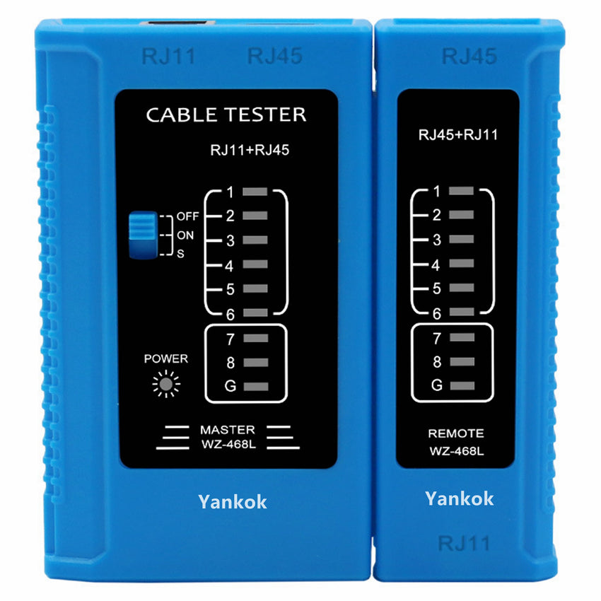 Yankok WZ-468 Network Cable Tester RJ45 RJ12 RJ11 Test w/o Battery Red Black