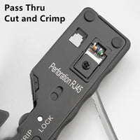 Yankok The Ultimate Pass Thru Crimper RJ45 RJ12 RJ11 Regular and Pass-thru Crimp Strip and Cut HT-6098 Black