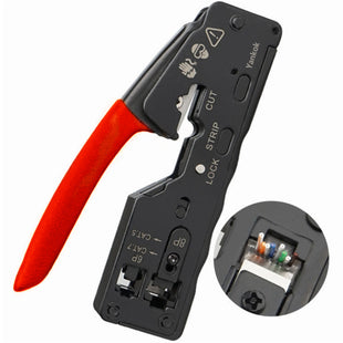 Yankok The Ultimate Pass Thru Crimper RJ45 RJ12 RJ11 Regular and Pass-thru Crimp Strip and Cut HT-6098 Red