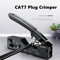 Yankok CAT5 CAT6a CAT7 Pass Through Crimper (RJ45 Pass-Thru RJ12 RJ11 Regular Crimp and Cut) HT-7088 Black