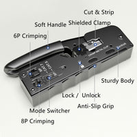 Yankok All-in-One Pass Through Crimper (Crimps RJ45 Pass-Thru and RJ12 RJ11 Standard Shielded and Unshielded) YK-0718BK