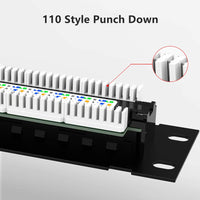 Yankok CAT5 / 5e12ポートパッチパネル10in.x1Uシールドなしラック/壁掛けブラケット付き