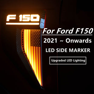 Yankok Side Vent LED Lighting For Ford F150 2021-2022 Carbon Fiber Painted Colored American Flag Style F150-2022CA