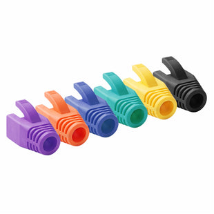 Yankok RJ45 Steckverbinderstiefel 100 Stück AD 7,0 ~ 8,5 mm für CAT5/5e CAT6 CAT6a CAT7 Ethernetkabel Netzwerkstecker Zugentlastung Abdeckkappen Gemischte Farbe