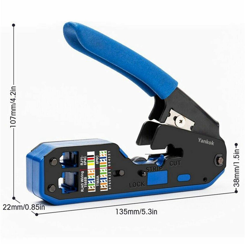 Yankok HT668 Compact Modular Crimper RJ45/12/11 Crimps Strip and Cut