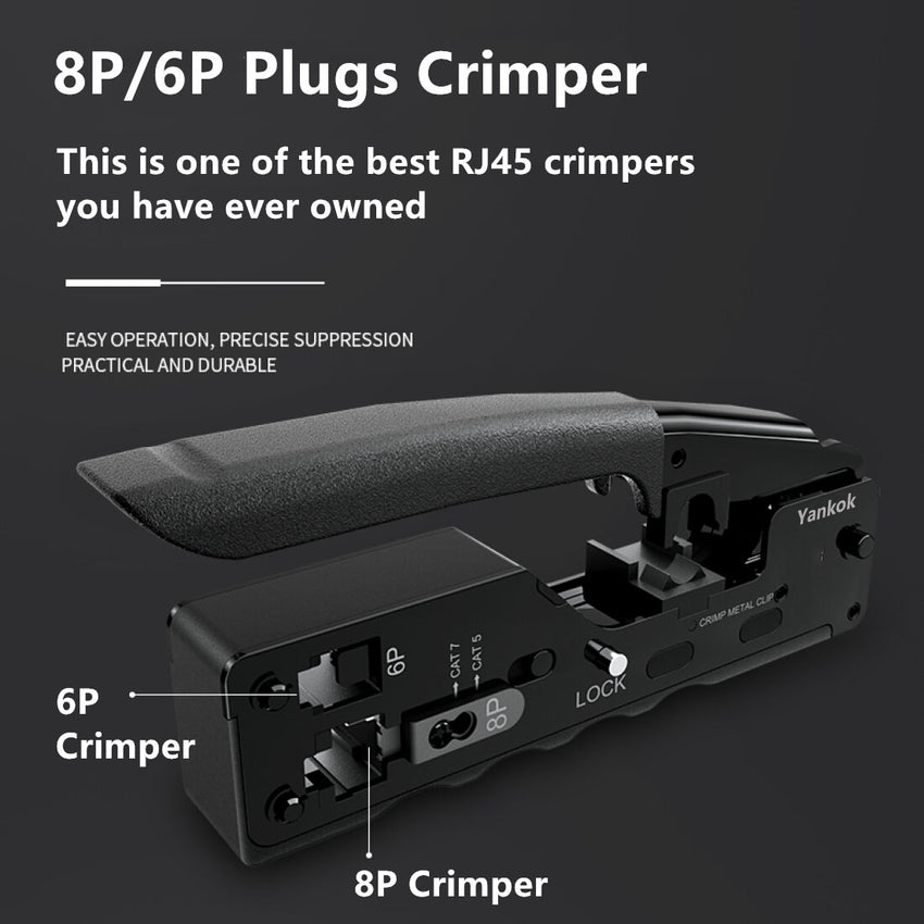 Yankok CAT5/5e CAT6/6a CAT7 Modular Crimper (Shielded and Unshielded Crimp) HT-7018BK