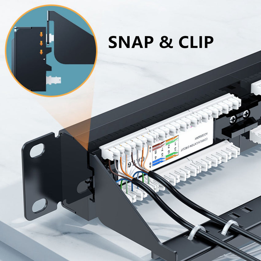 Yankok CAT6 24 Port Patch Panel with Bracket Unshielded 19in.x1U Rack/Wall Mount