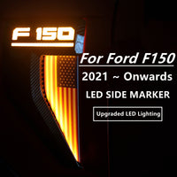 Yankok Side Vent LED Lighting For Ford F150 2021-2022 Carbon Fiber Painted American Flag Style F150-2022C