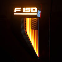 Yankok Side Vent LED Lighting For Ford F150 2021-2022 Carbon Fiber Painted Colored American Flag Style F150-2022CA