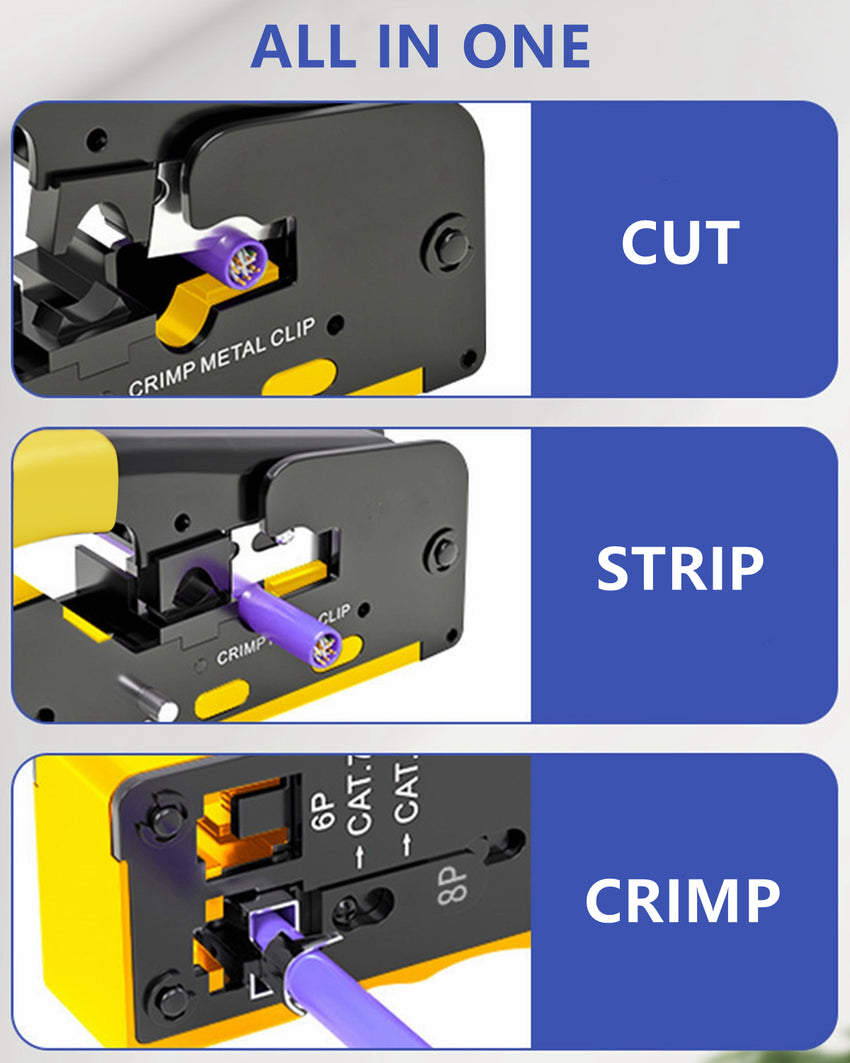 Yankok All-in-One Pass Through Crimper (Crimps RJ45 Pass-Thru and RJ12 RJ11 Standard Shielded and Unshielded) HT-718