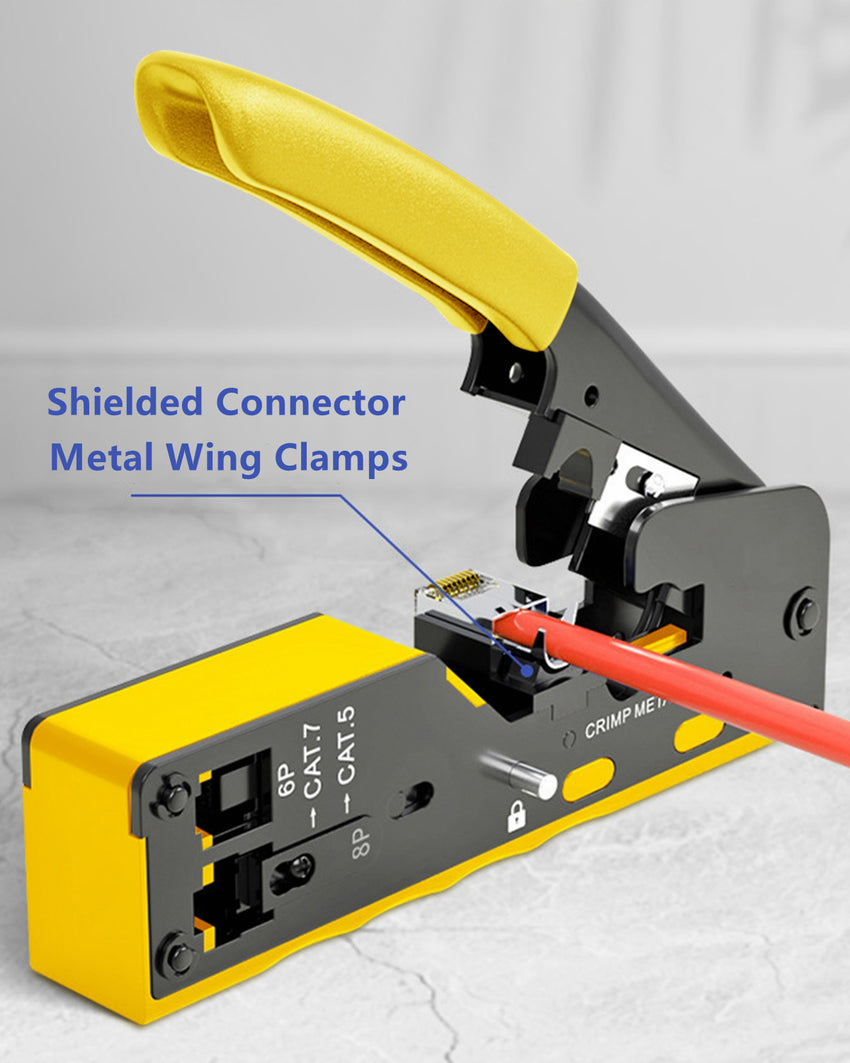 Yankok All-in-One Pass Through Crimper (Crimps RJ45 Pass-Thru and RJ12 RJ11 Standard Shielded and Unshielded) HT-718