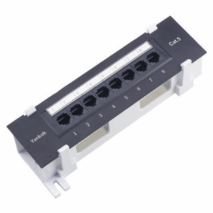 Yankok CAT5/5e 8 Port Patch Panel with Bracket 1U Rack/Wall Mount